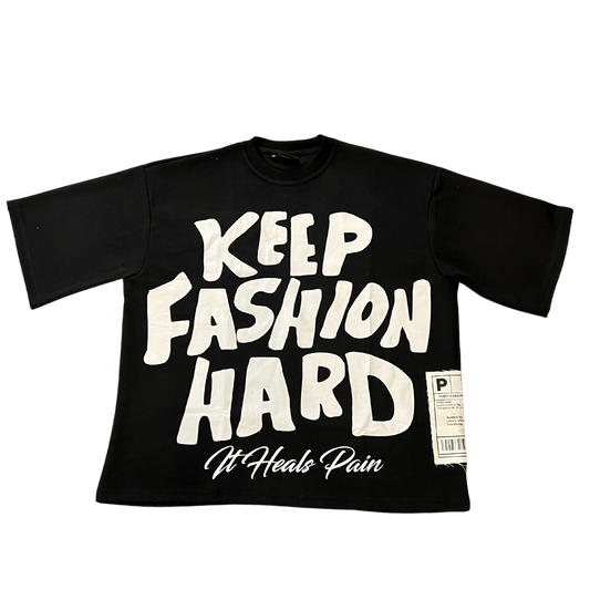 “KEEP FASHION HARD” TEE - BLACK