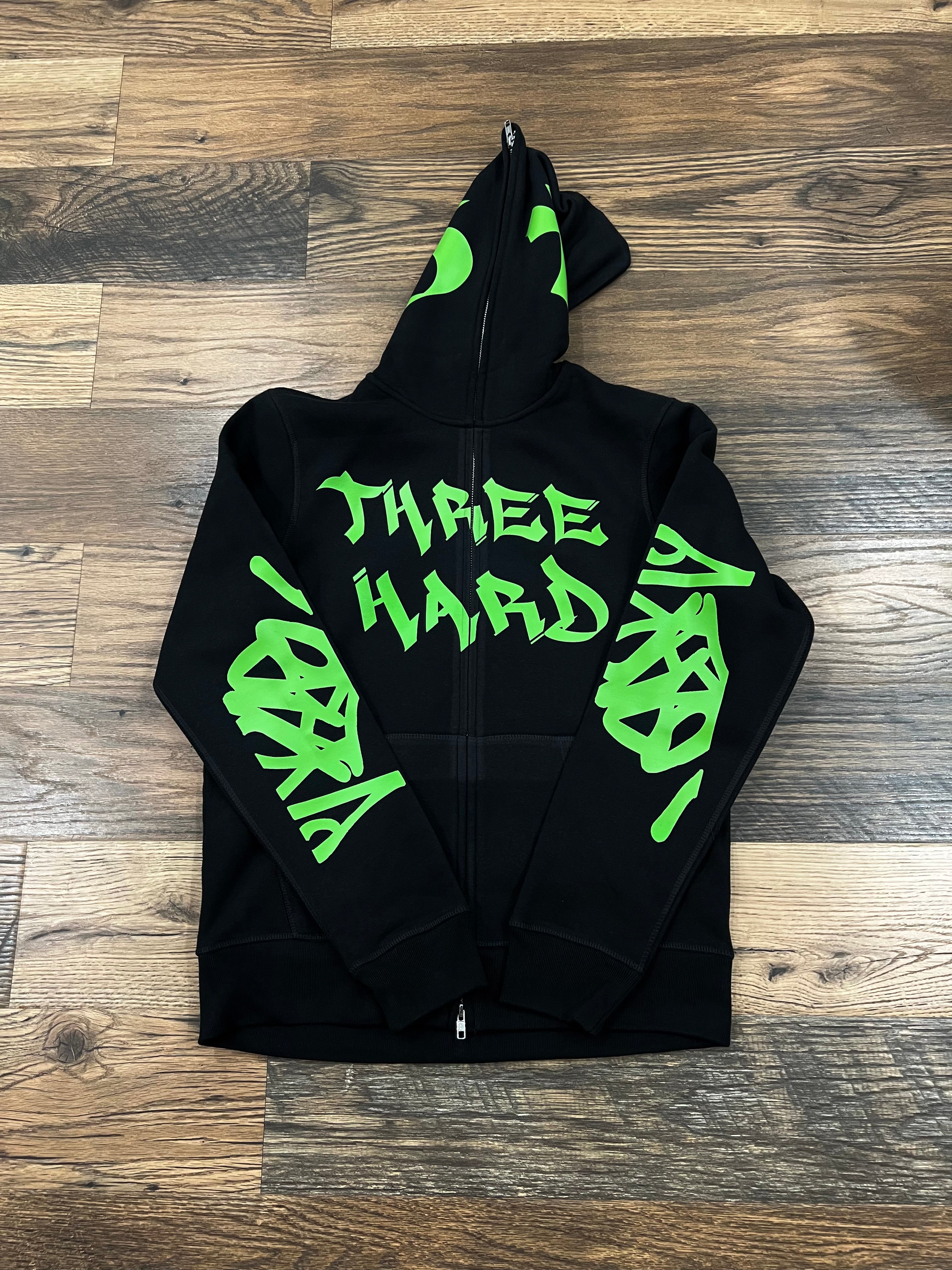 Full Zip Neon Green 3 Hard ThreeHard