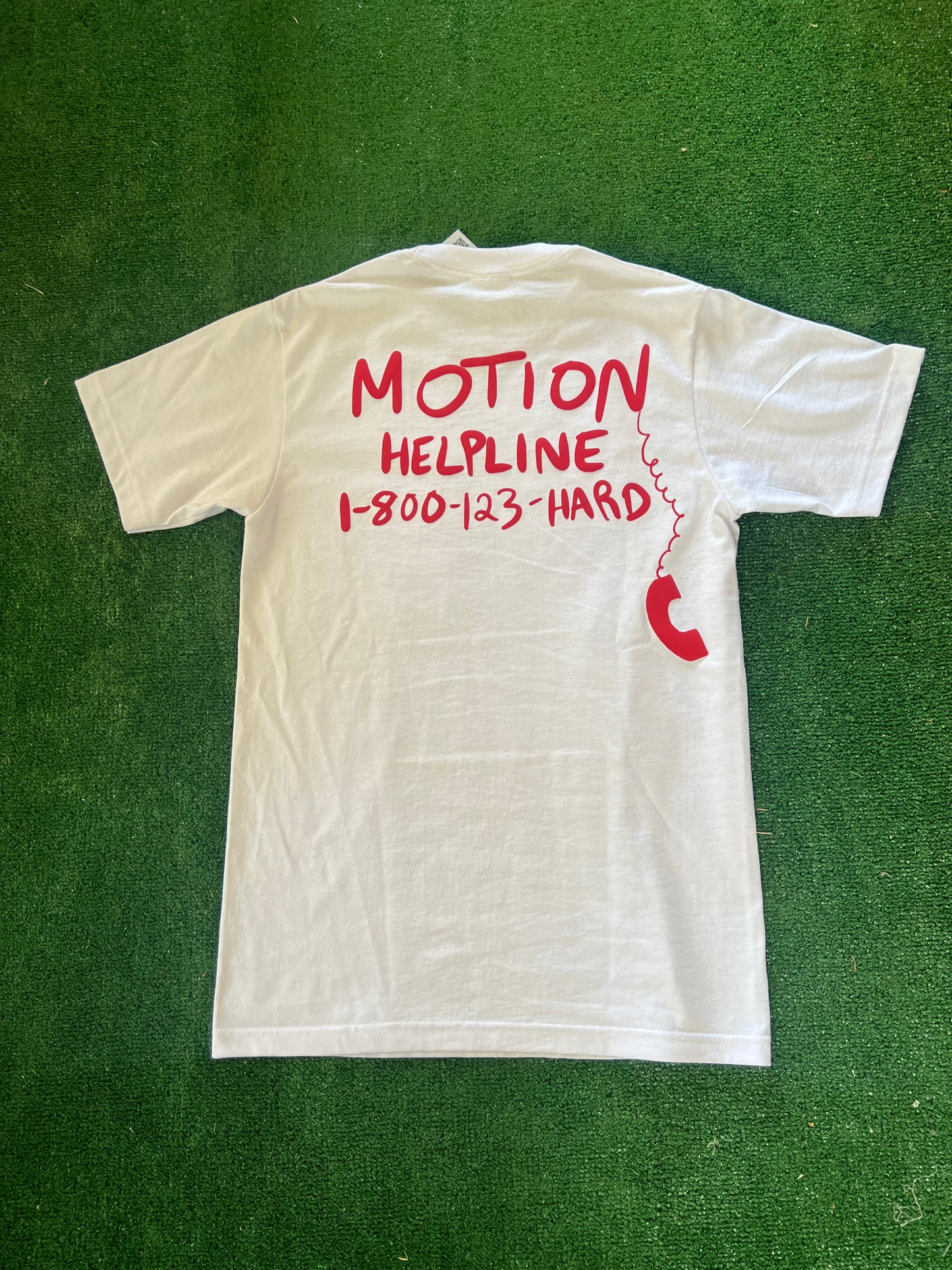 1-800 Motion Helpline Tee - White/Red