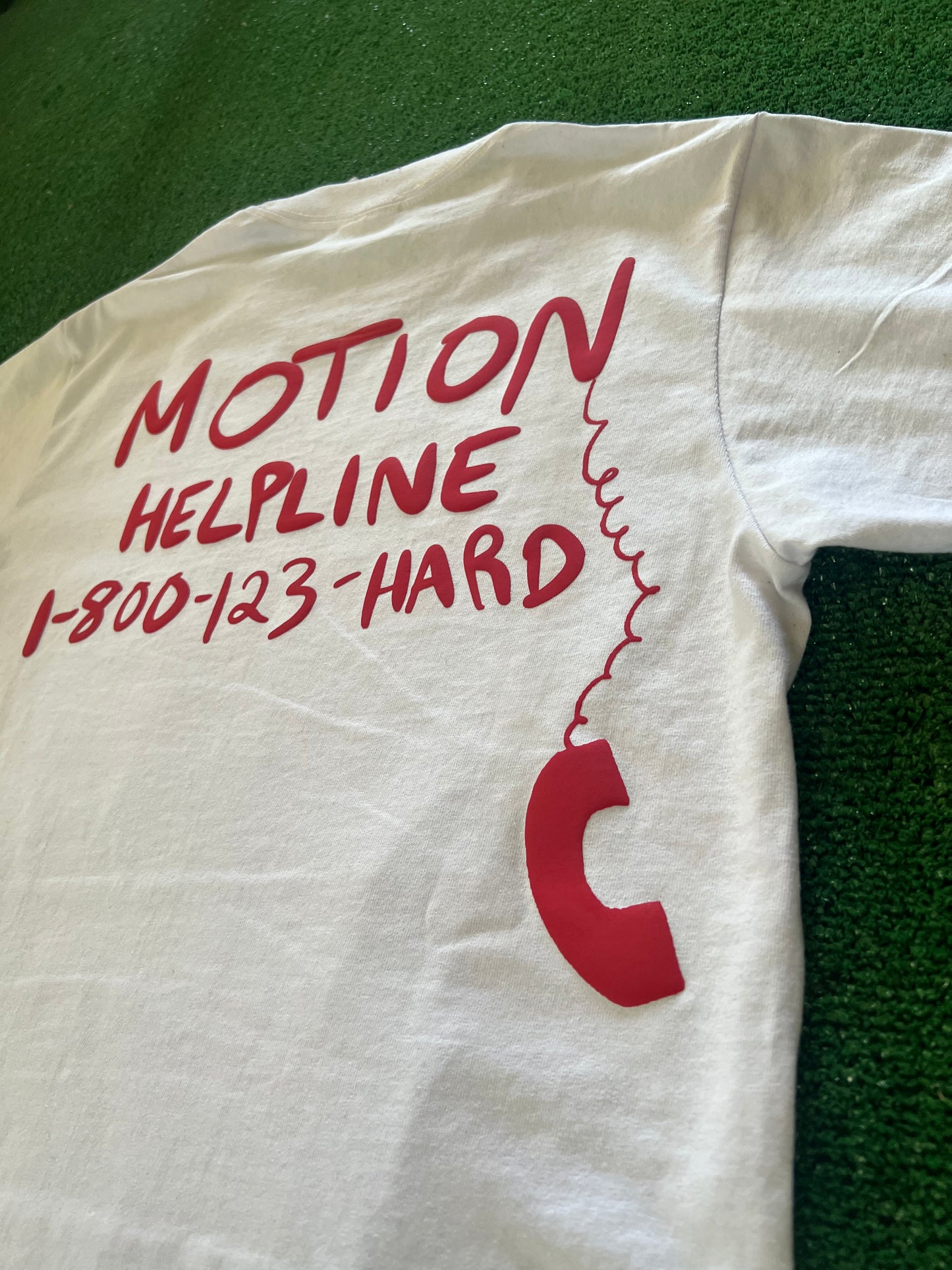 1-800 Motion Helpline Tee - White/Red