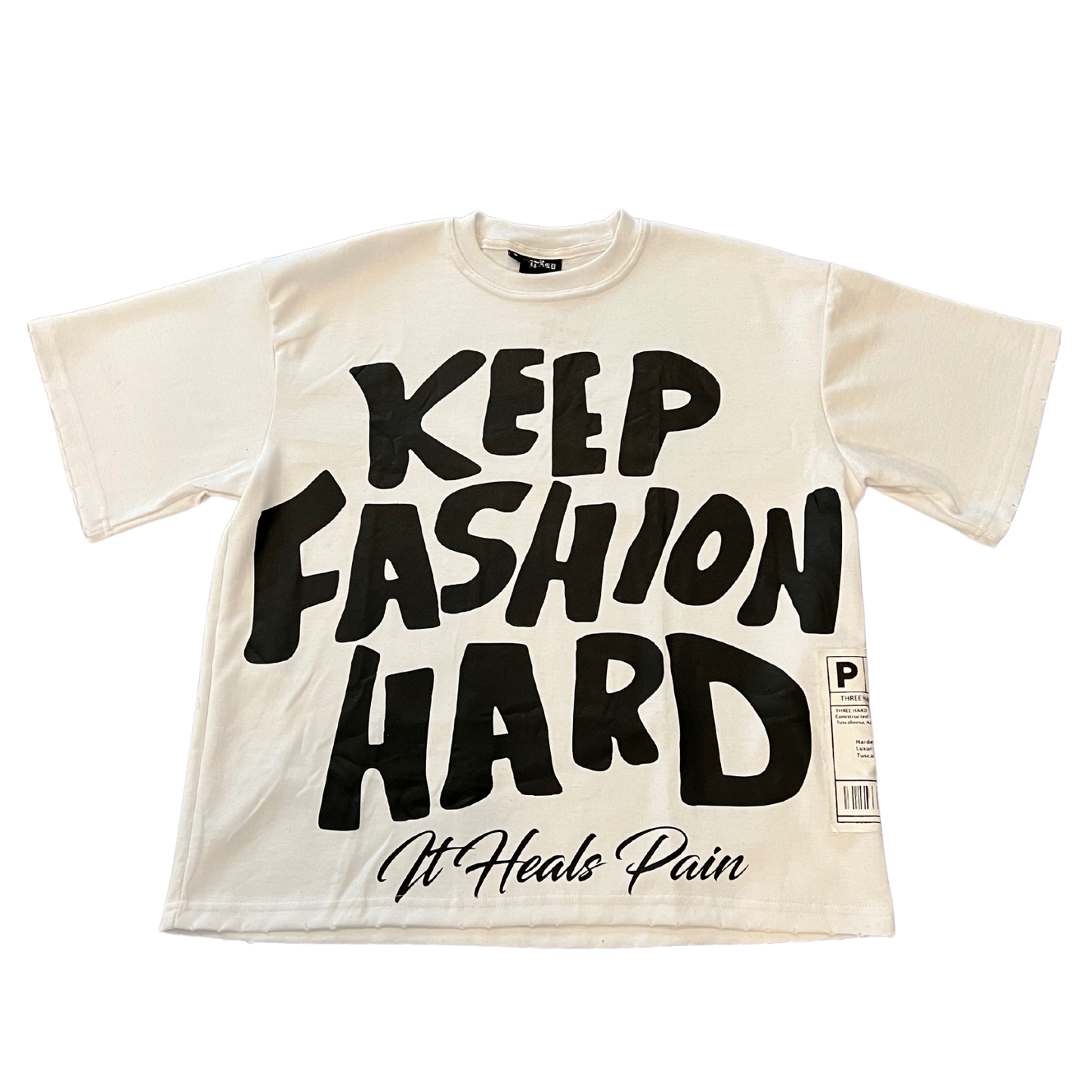 “KEEP FASHION HARD” TEE - WHITE