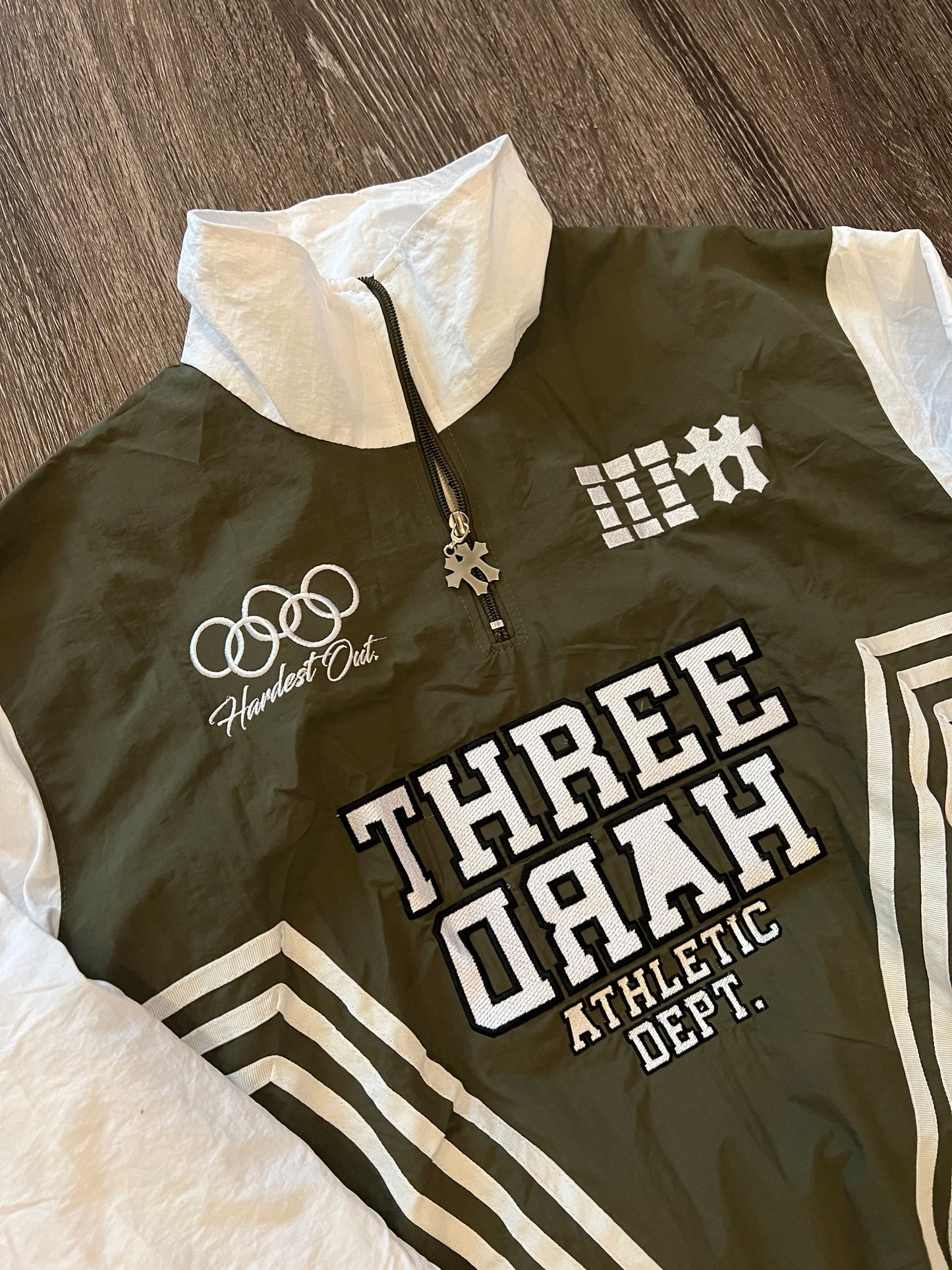 Three Hard Athletic Dept. Windbreaker Set Olive Green