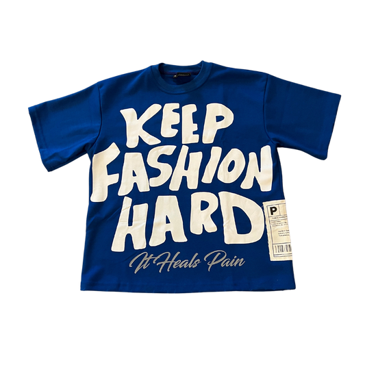 “KEEP FASHION HARD” TEE - Blue