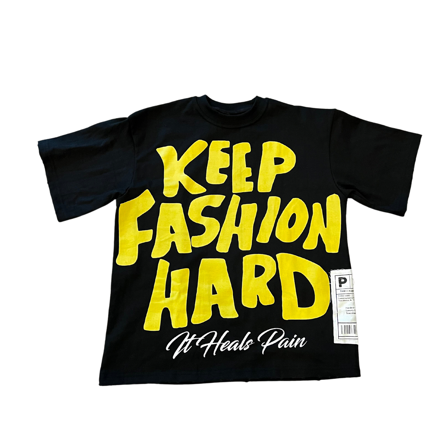 “KEEP FASHION HARD” TEE - Black/Yellow