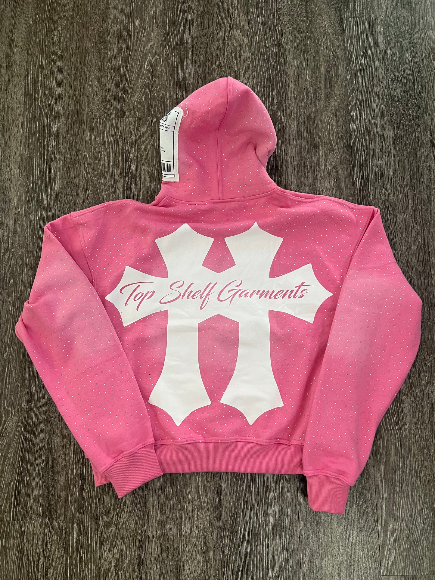 Keep Fashion Hard Rhinestone Hoodie - Pink