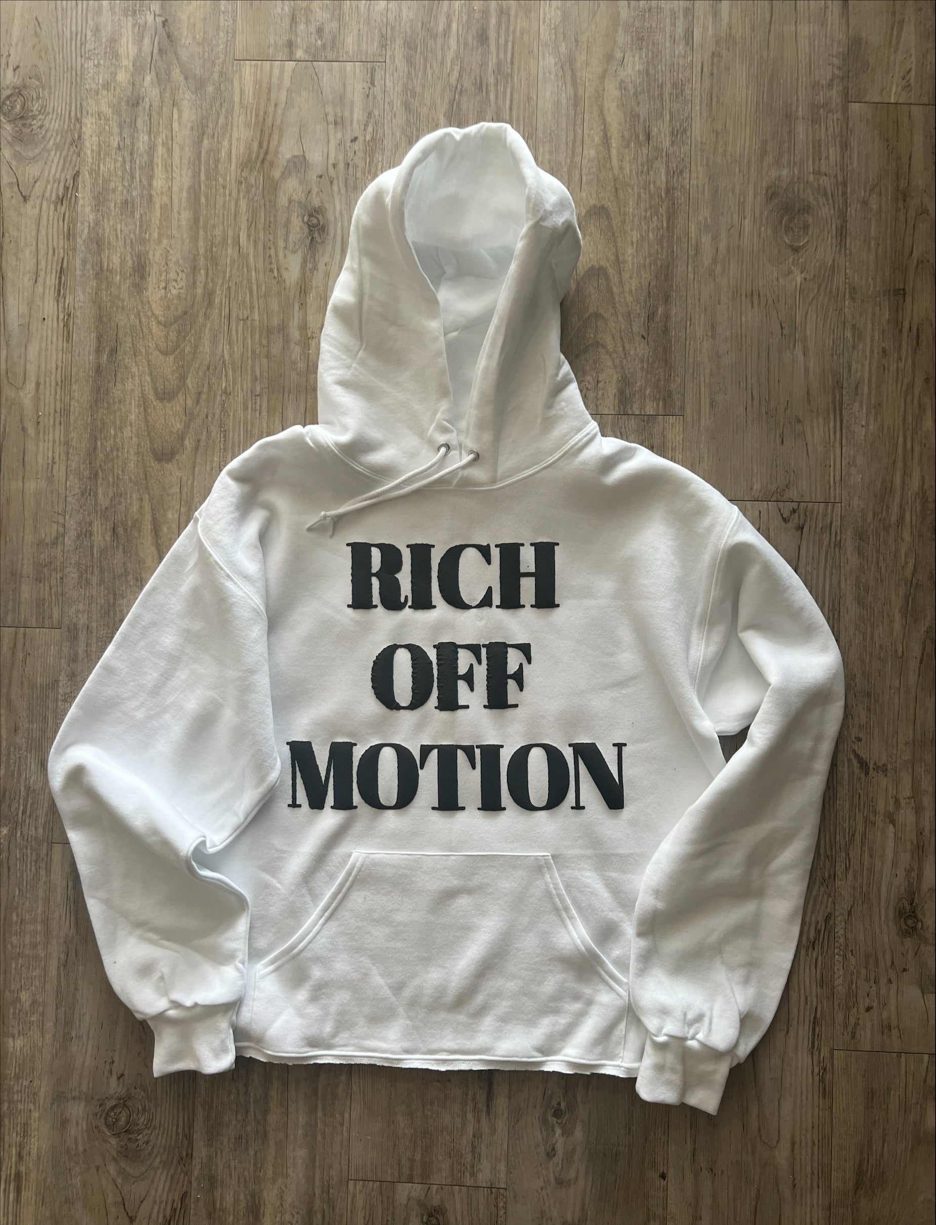 Rich Off Motion Hoodie White Red ThreeHard